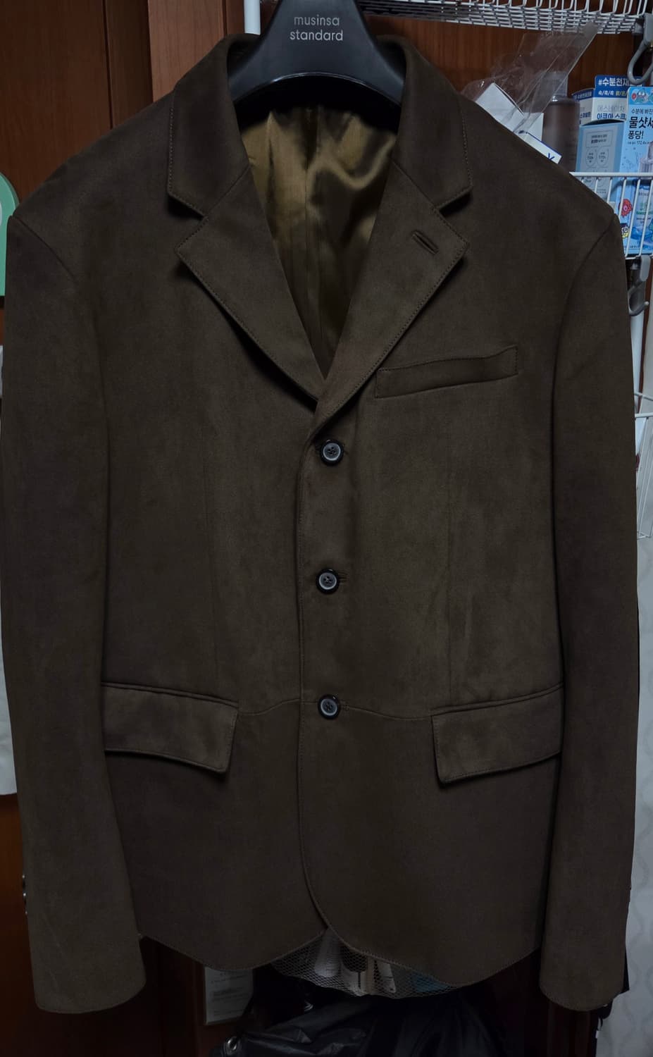 쿠어 에코 스웨이드 쓰리 버튼 블레이저 (다크브라운) L사이즈 상품이미지2