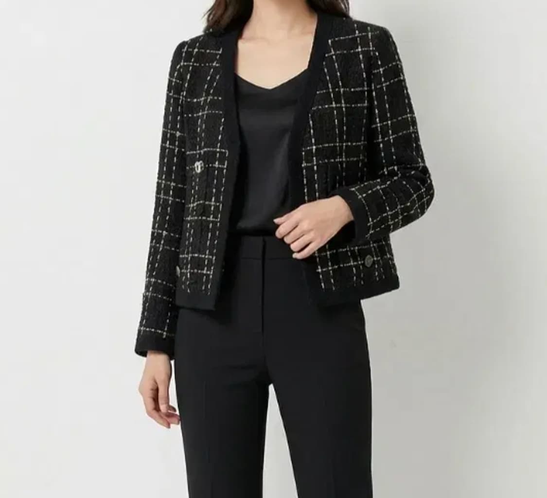 로마네꽁티 골드 체크 트위드 자켓(M) 상품이미지1