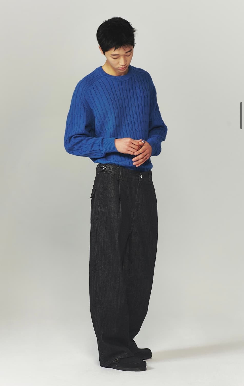 인템포무드 더블 어드저스트 데님팬츠 와이드팬츠 블랙 상품이미지4