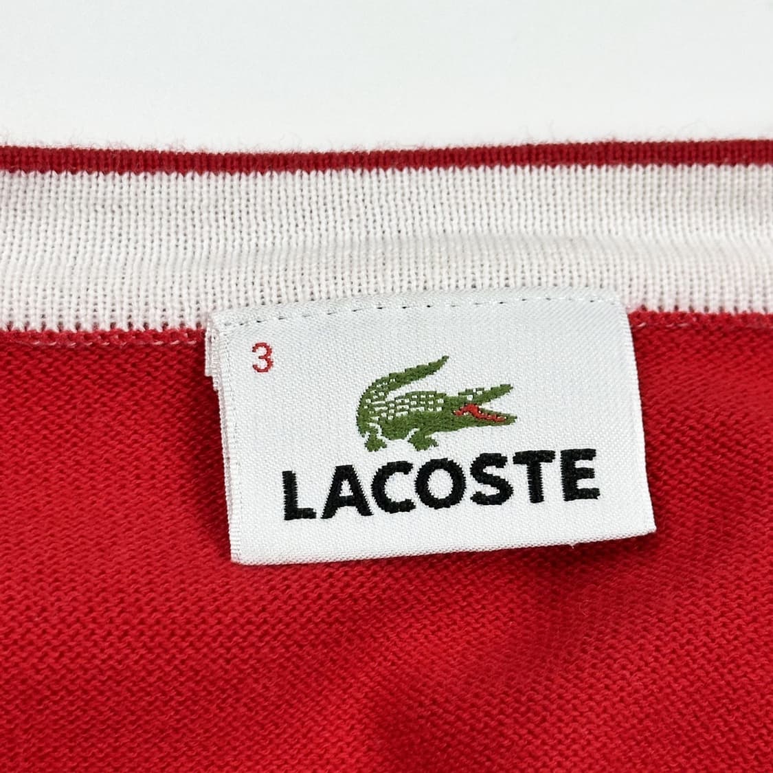 라코스테 크록 스트라이프 레드 니트 가디건 (M 여성추천) 상품이미지5