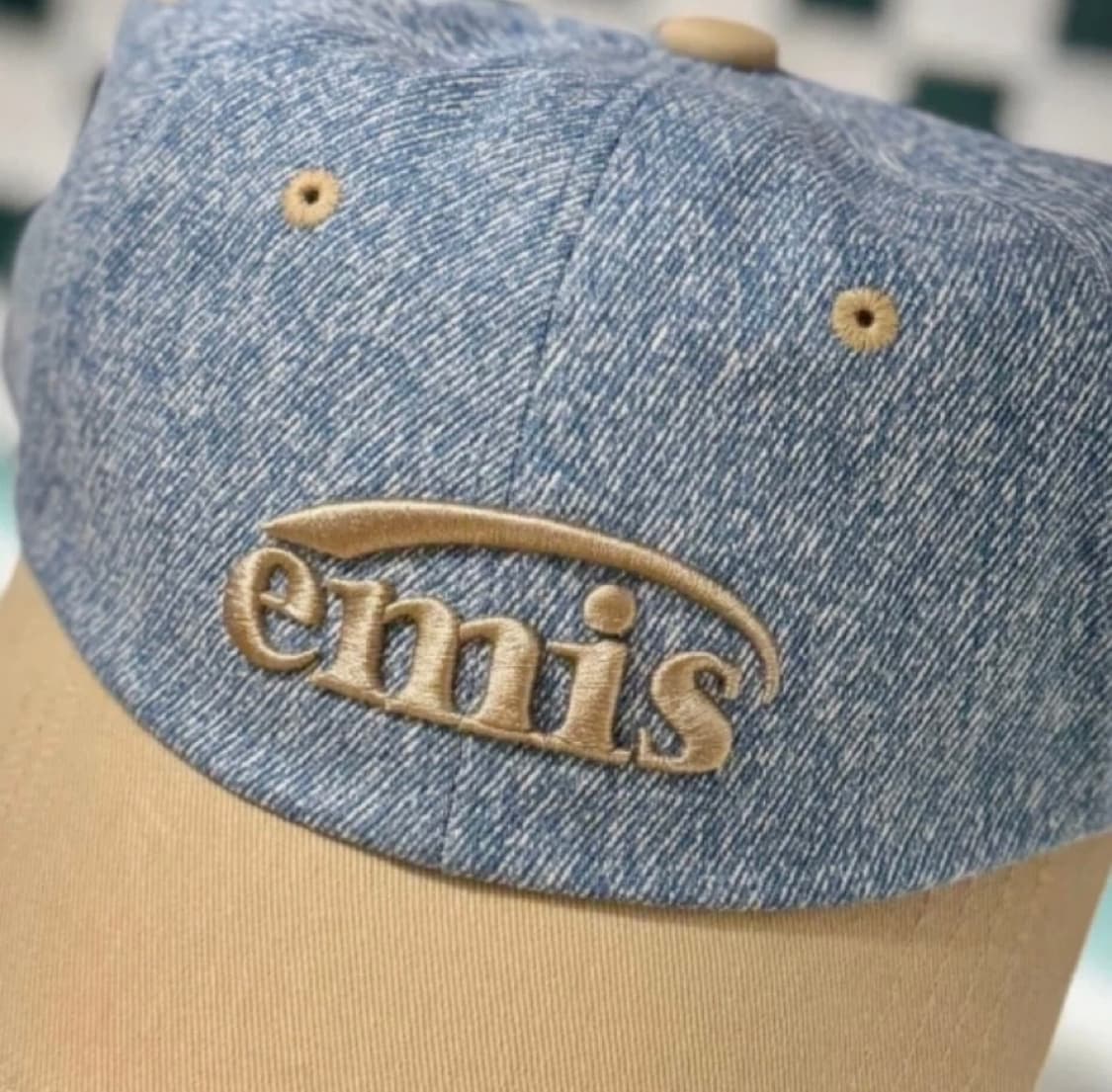 [EMIS] 뉴 로고 데님 볼캡 라이트 블루 데님 베이지 상품이미지3