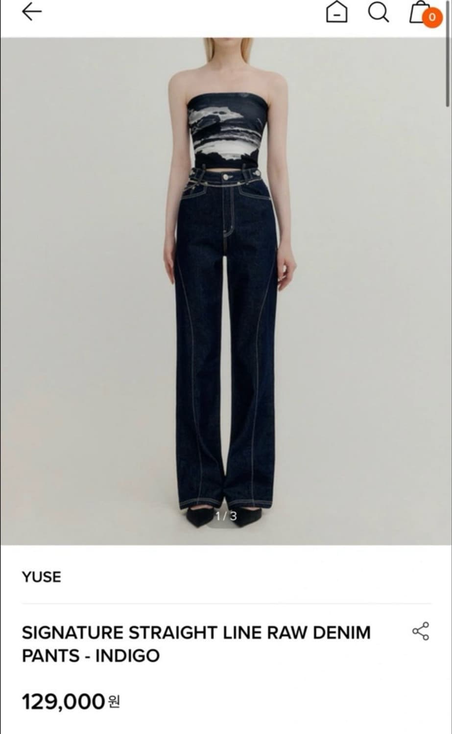 YUSE 유즈 시그니처 스트레이트 라인 로우 데님 팬츠 S 인디고 상품이미지2