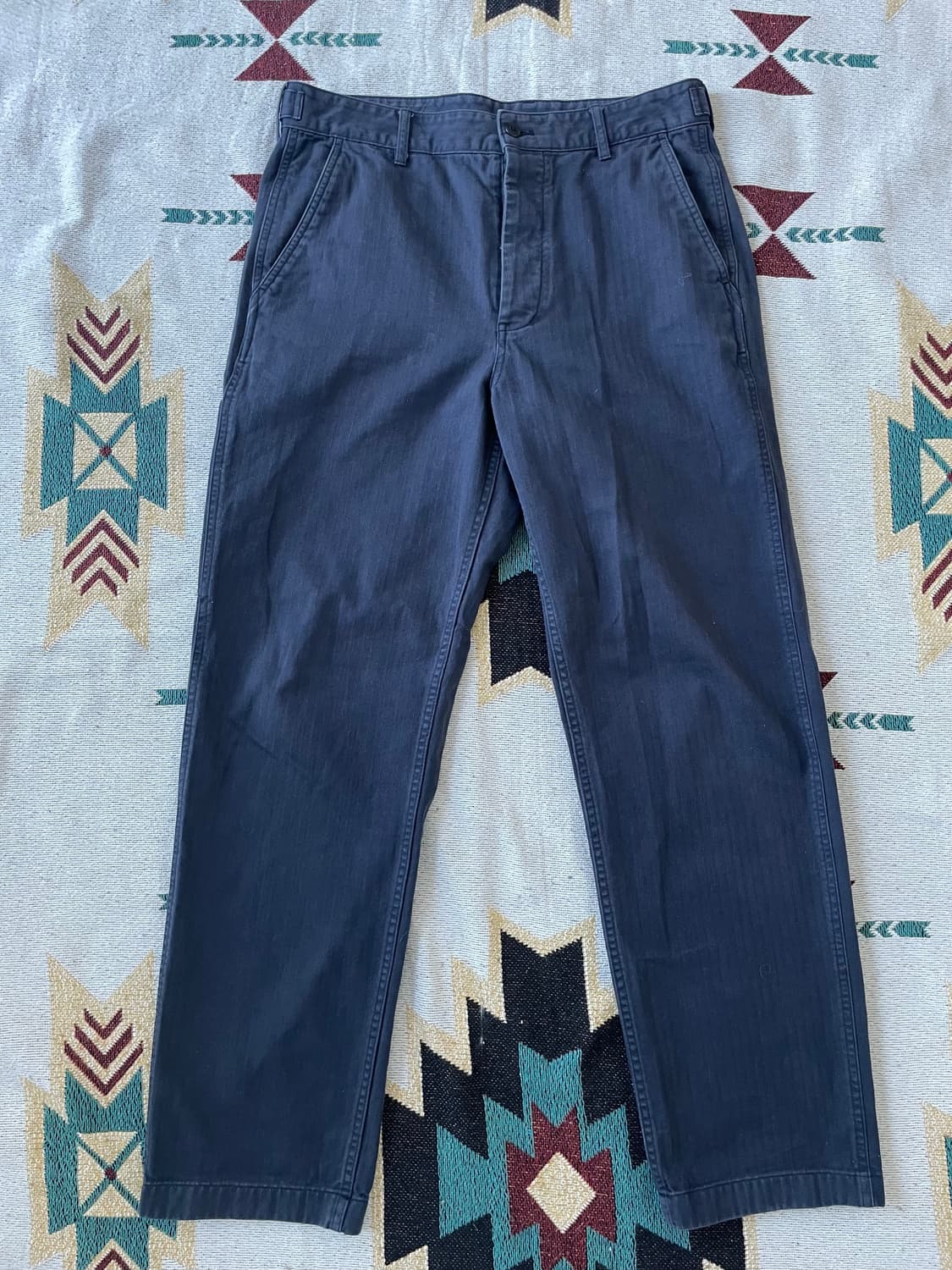 Wallace and Barnes(왈라스앤바네스) 네이비 헤링본 팬츠 상품이미지1