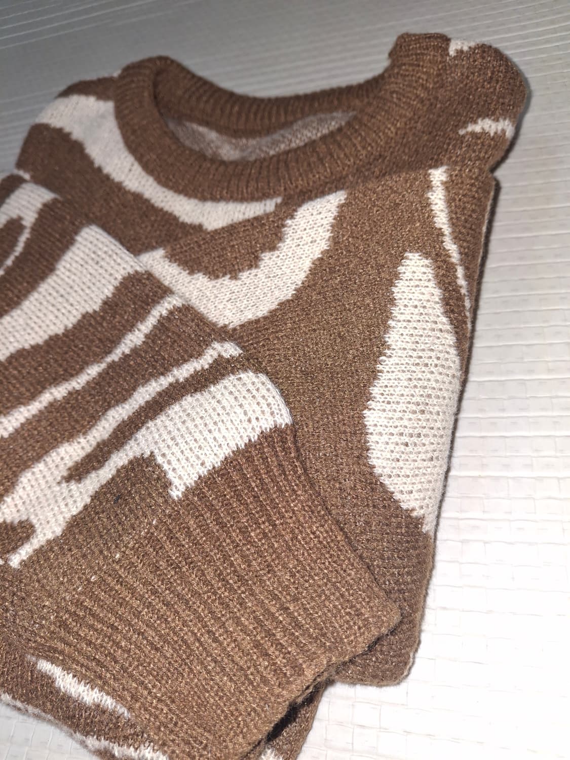 브라운 화이트 니트 상품이미지2