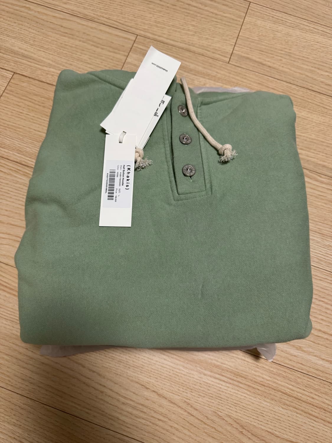 카키스 하프 버튼 후디  모스 L사이즈(새상품) 상품이미지2