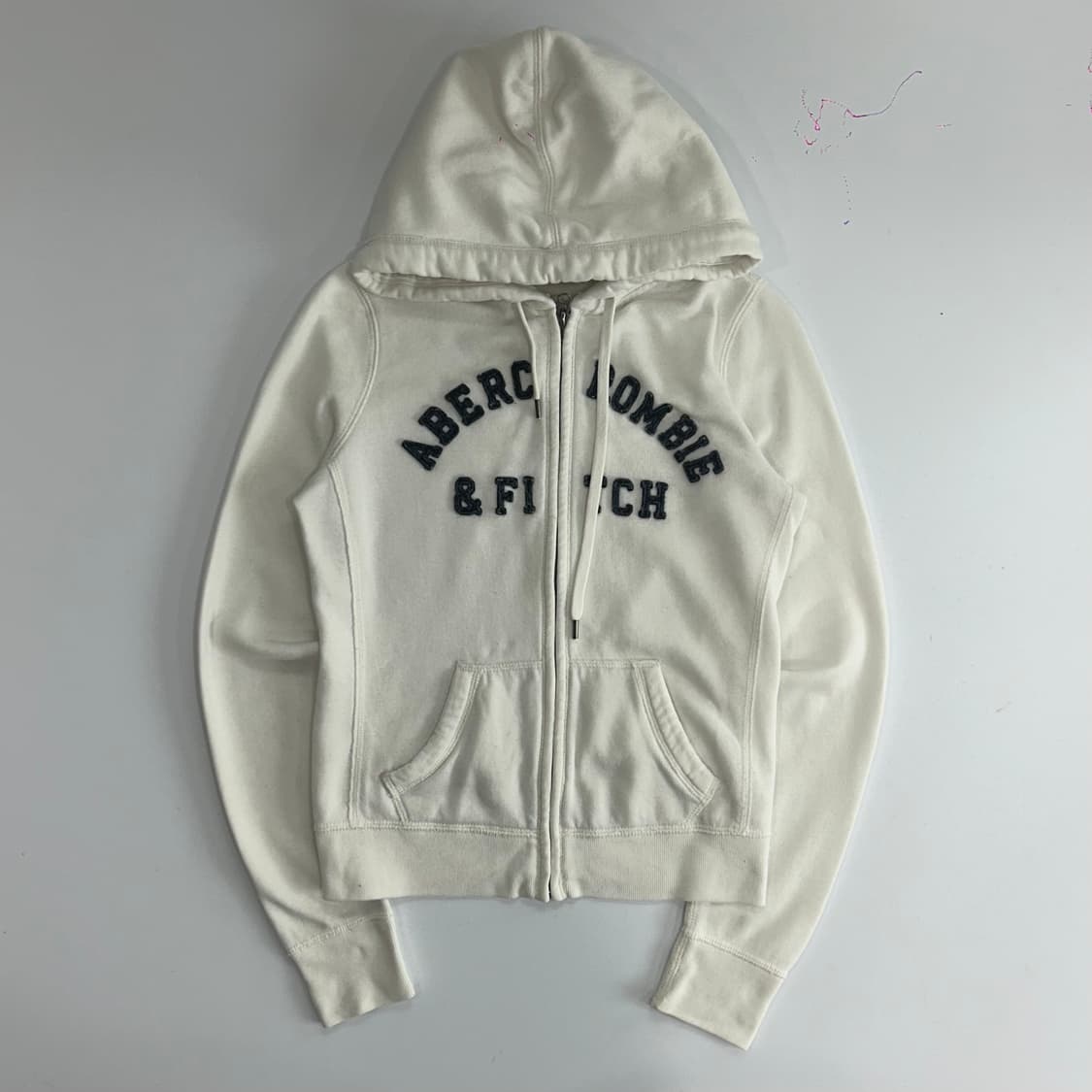 Abercrombie 아베크롬비 네이비 스펠아웃 화이트 후드집업 상품이미지3