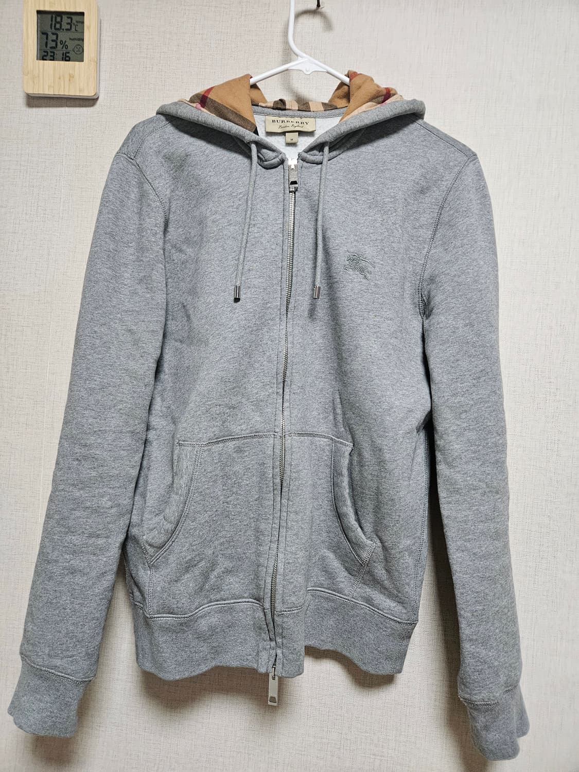 버버리 클레어든 후드집업 그레이 멜란지 M 상품이미지3