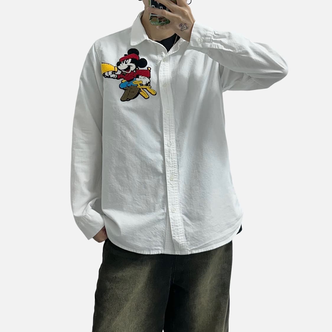 디즈니 미키마우스 화이트 코튼 셔츠 상품이미지3