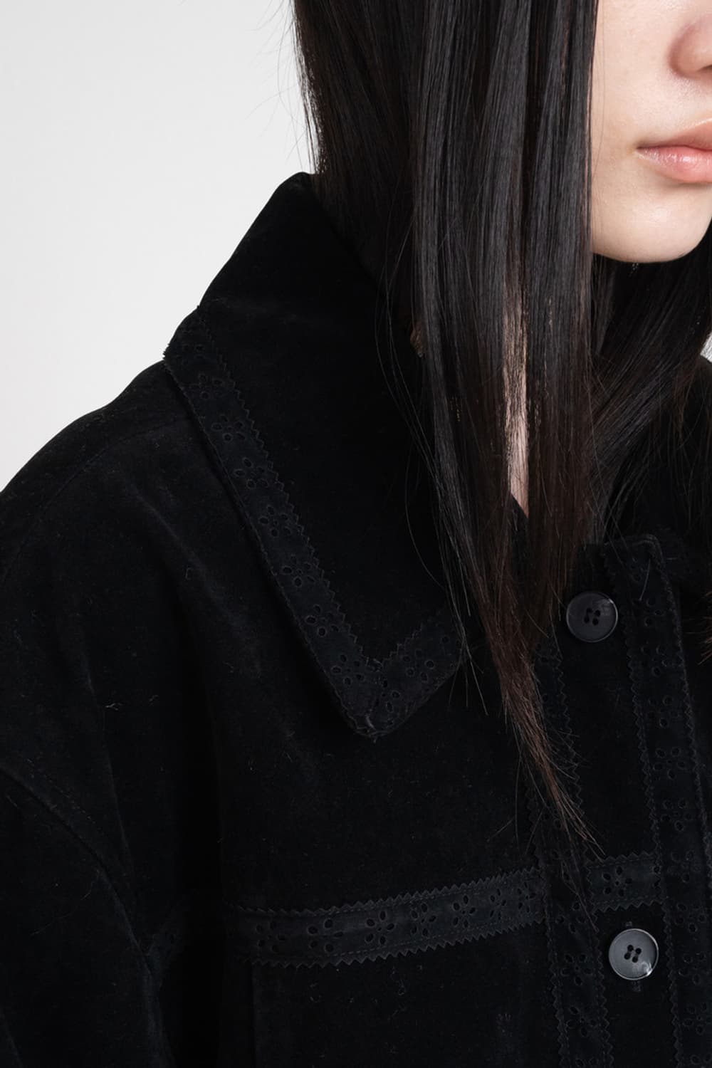 피키소사이어티 스웨이드 펀칭 자켓 블랙 상품이미지6