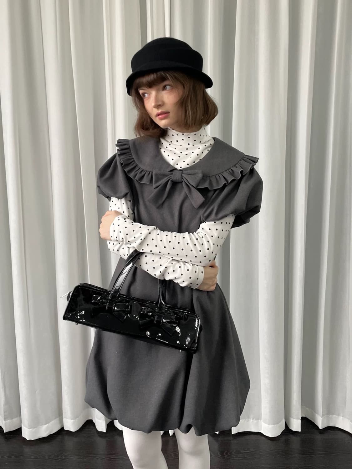 Loosesmell 리본 퍼프 소매 원피스  상품이미지2