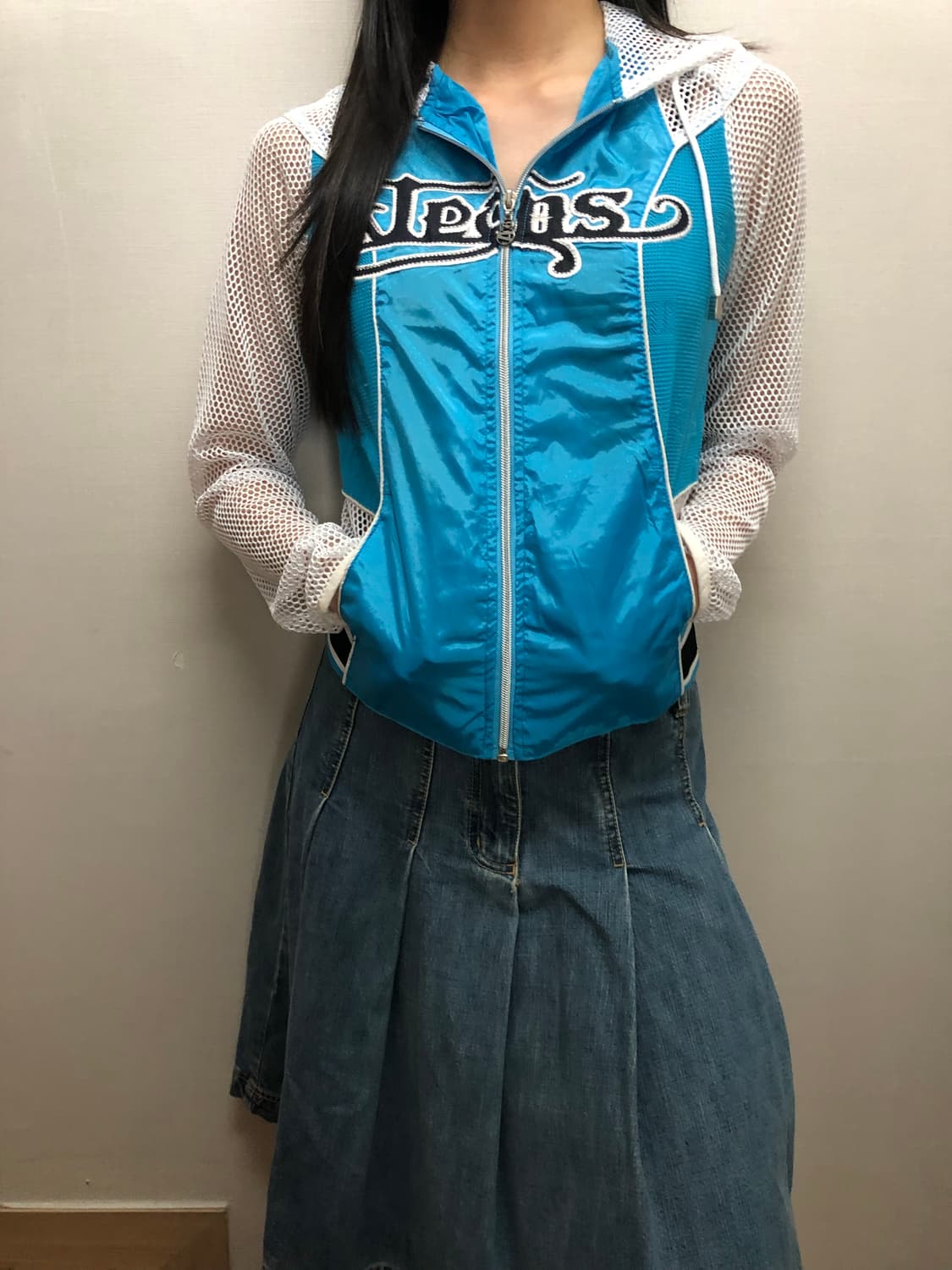 빈티지 블루 네트 와투케 집업 상품이미지2