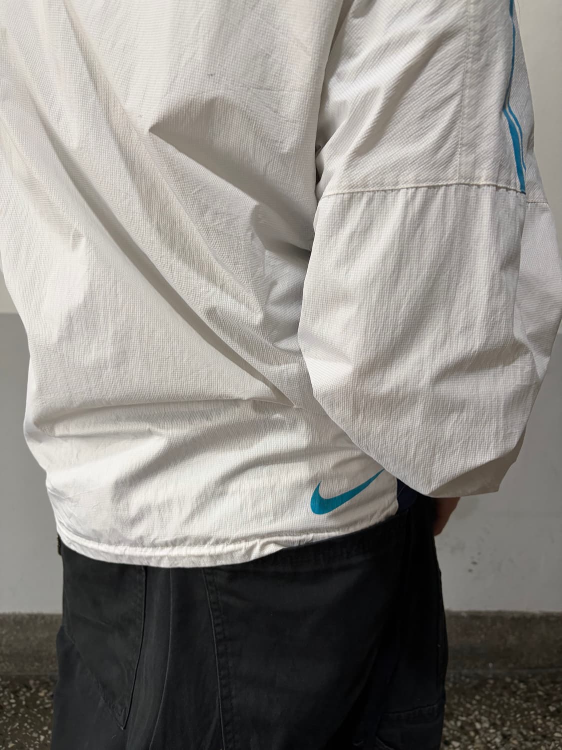 90s NIKE 올드스쿨 화이트&네이비 윈드브레이커 상품이미지3