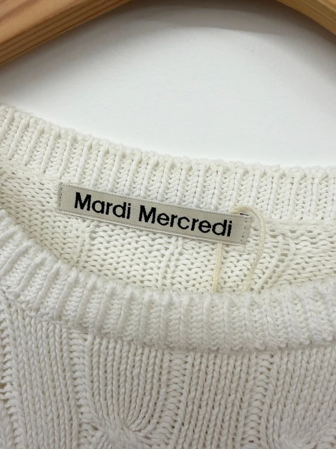 Mardi 메크르디 빅로고 케이블 니트 반팔 PN9733 상품이미지5