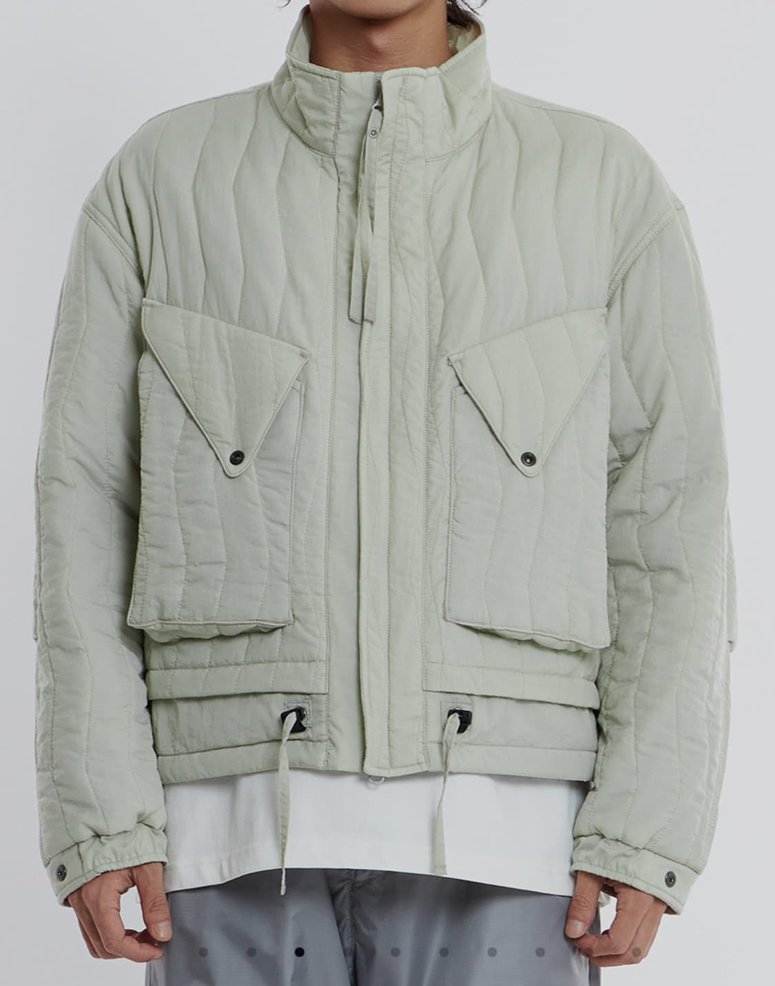 새상품(M)언어펙티드 퀄팅 블루종 자켓 라이트그레이 상품이미지1