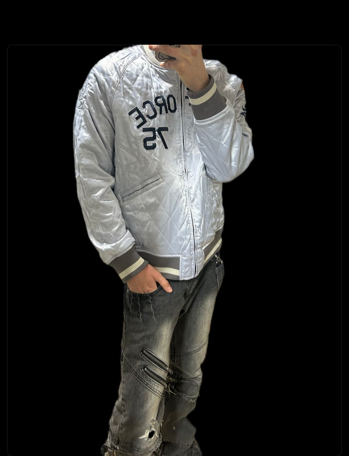 일본 빈티지 리버시블 벨벳 스카잔 상품이미지1