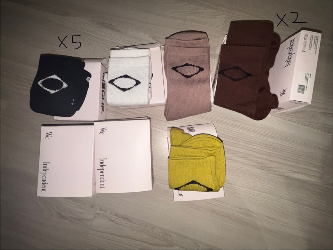 미스치프 양말 블랙 화이트 브라운 핑크 올리브 상품이미지1