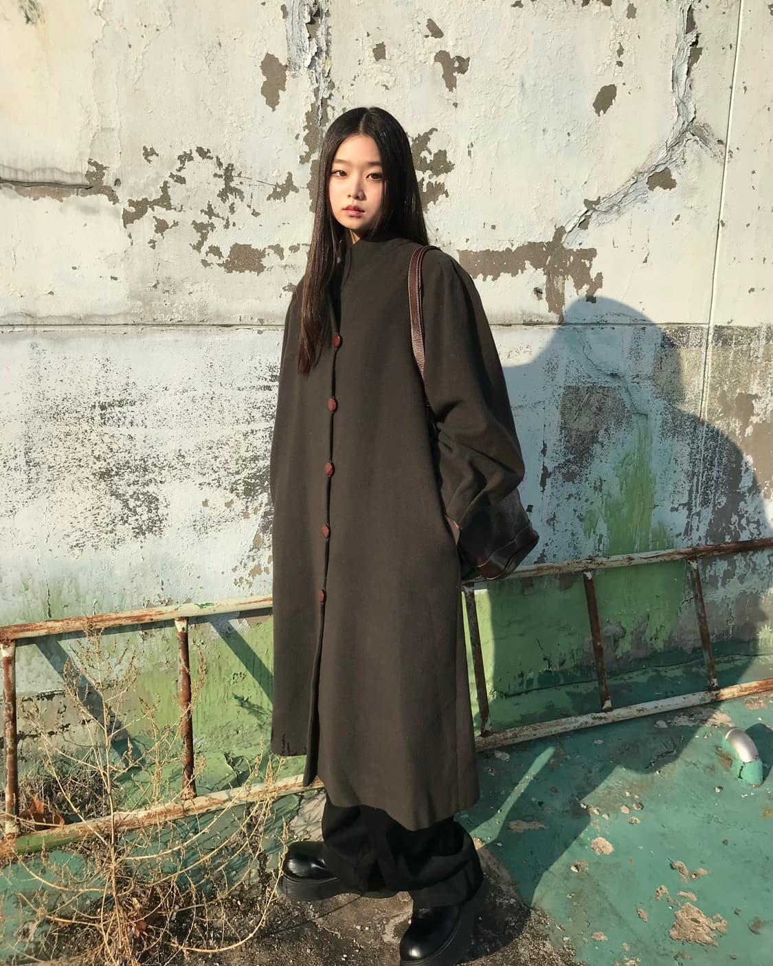 딥그린 버튼 코트  상품이미지1