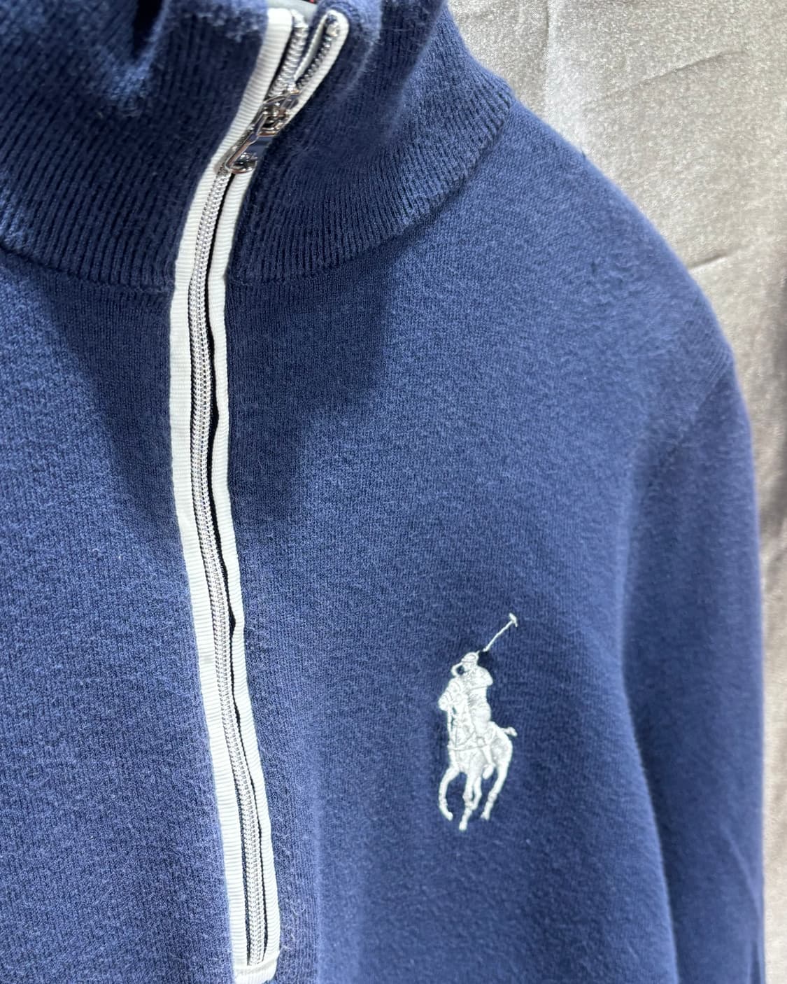 M 폴로랄프로렌 화이트 빅포니 네이비 반집업 상품이미지4