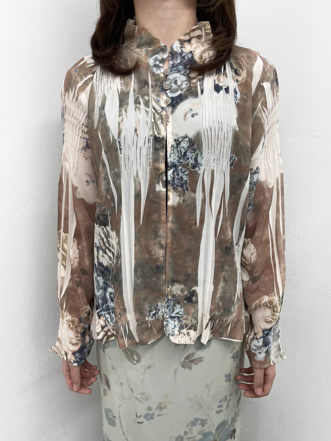 페어리 엔틱 플로럴 링클 블라우스 상품이미지2