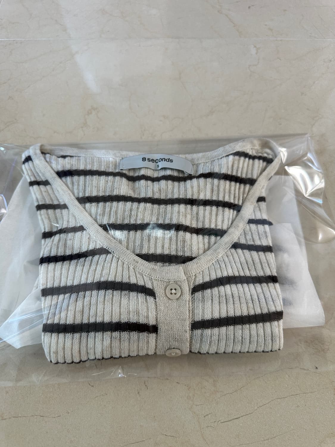 8seconds 에잇세컨즈 골지 스트라이프 반소매 가디건(S)    상품이미지4