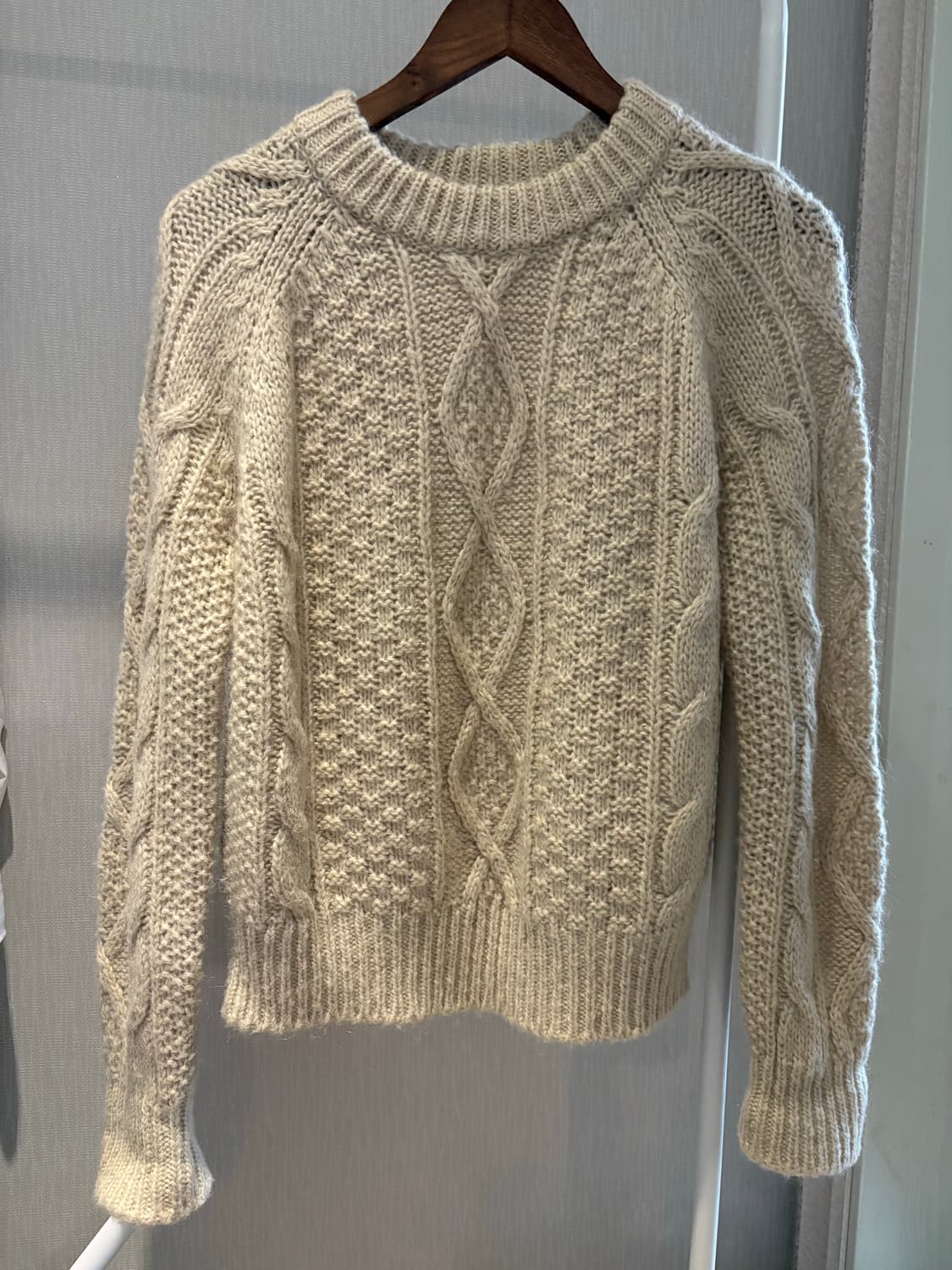 여자 피셔맨 니트 아이보리 상품이미지1