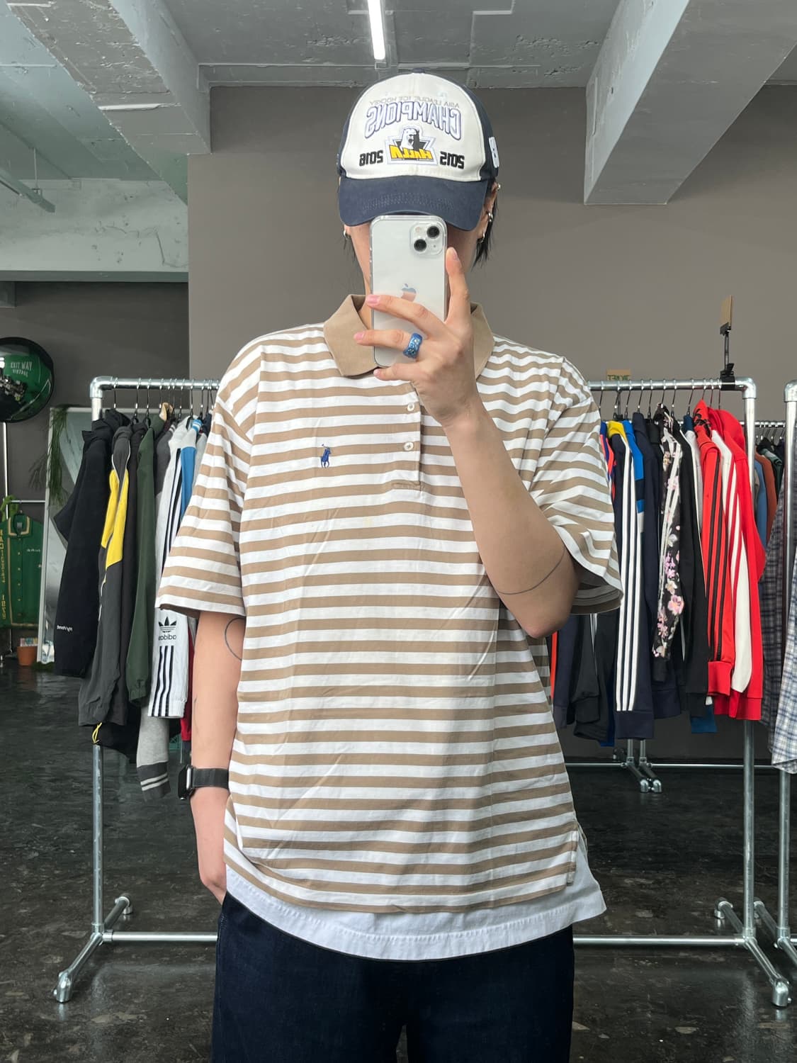 폴로 랄프로렌 스트라이프 카라 반팔 티셔츠 상품이미지1