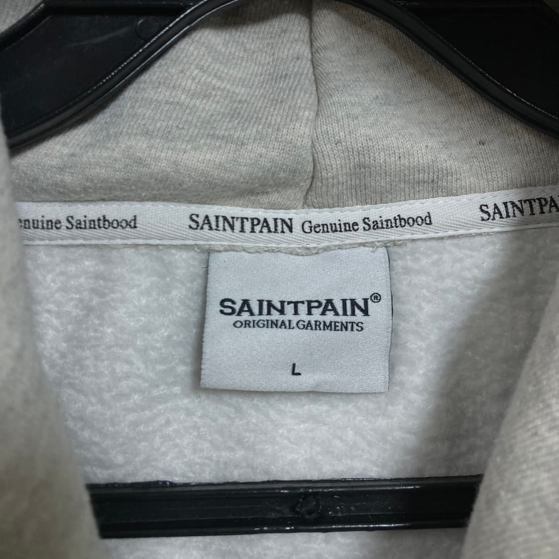 세인트페인 스펠아웃 빅로고 그레이 후드티 상품이미지2