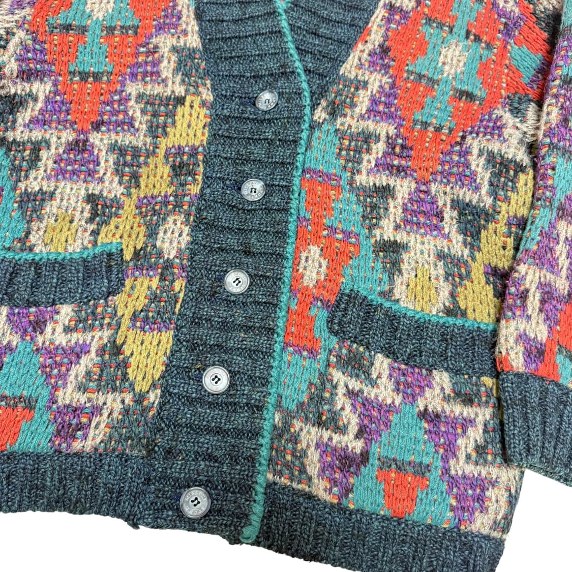미쏘니 이태리 청록 패턴 니트 가디건 상품이미지5