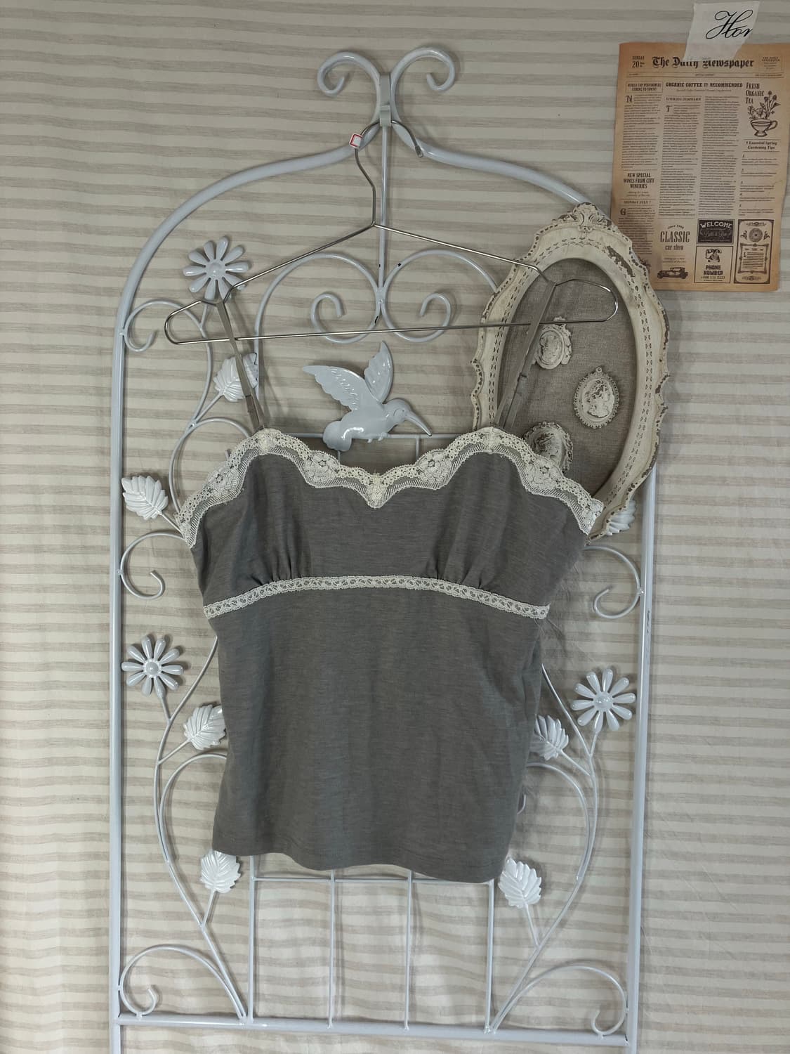 jpn vintage gray lace romantic sleeveles 상품이미지5