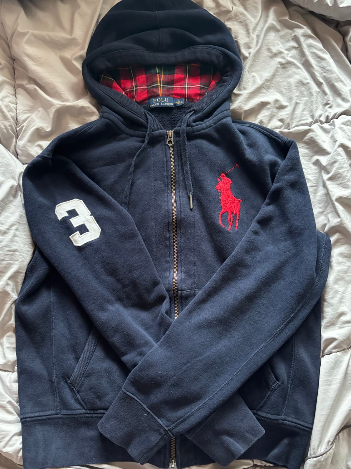 급처)폴로랄프로렌 빅포니 네이비 체크 후드집업 투웨이 상품이미지1