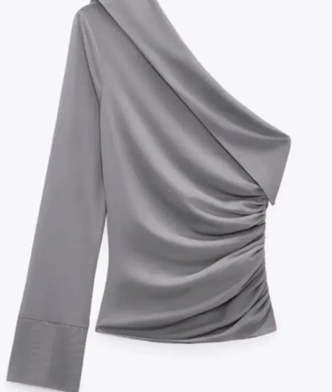 자라 그레이 셔링 비대칭 오프숄더 롱슬리브 상품이미지1