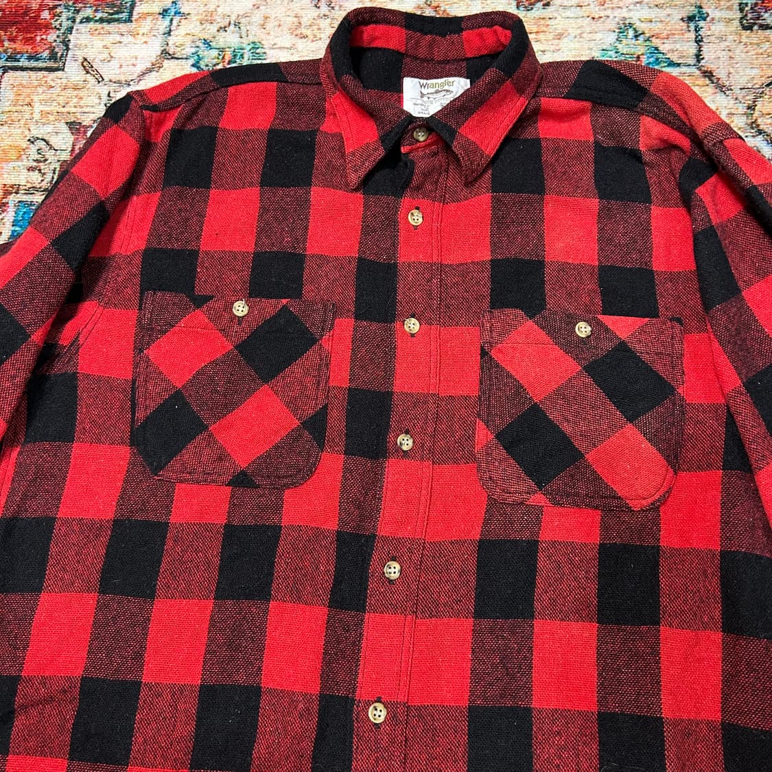 [L] 90s 랭글러 피쉬택 재팬 레드 체크 셔츠 상품이미지3
