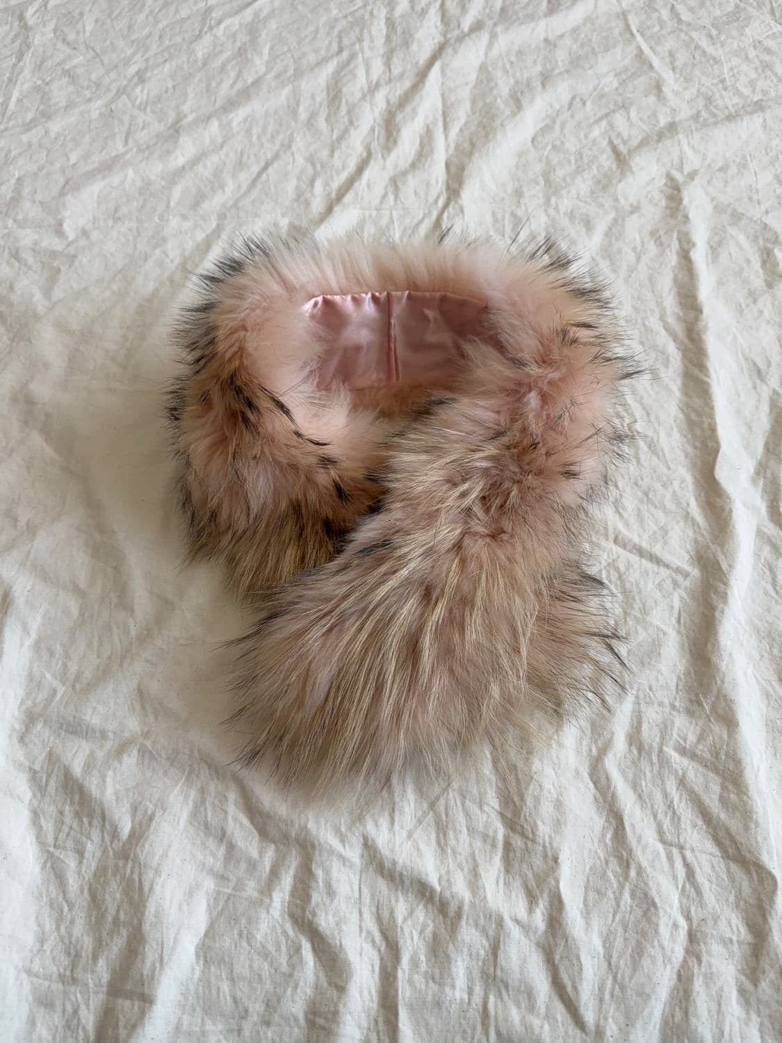 리즈리사 핑크베이지 라쿤퍼 넥워머 머플러 상품이미지1