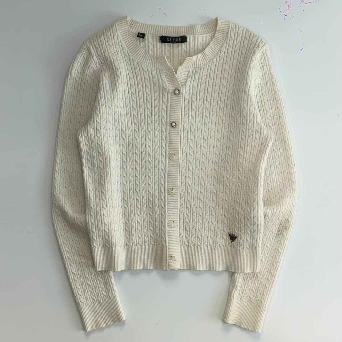 Guess 게스 아이보리 케이블 니트 가디건 상품이미지3