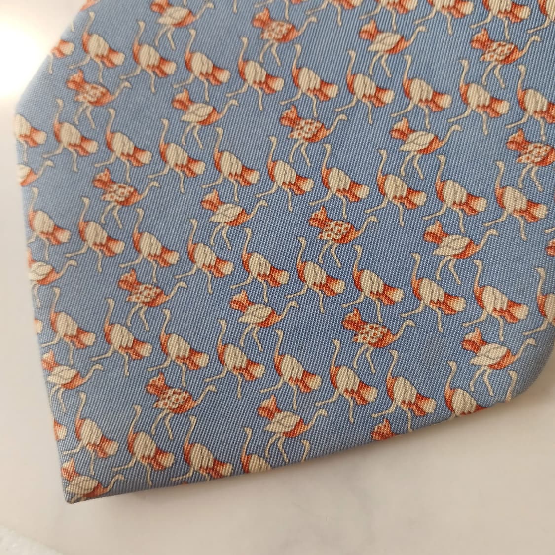 헌팅월드 실크 하늘색 홍학 모티브 넥타이 10cm A등급 A19663
 상품이미지8