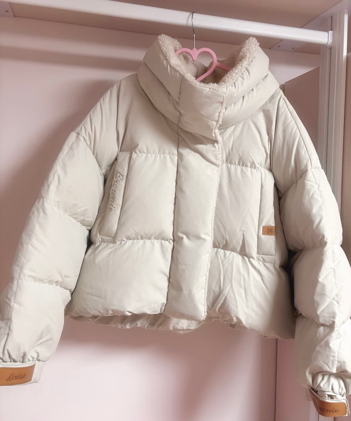 코닥 브라우니 숏 다운 자켓 패딩 우먼 구버전 모리걸 아이보리 S 상품이미지1