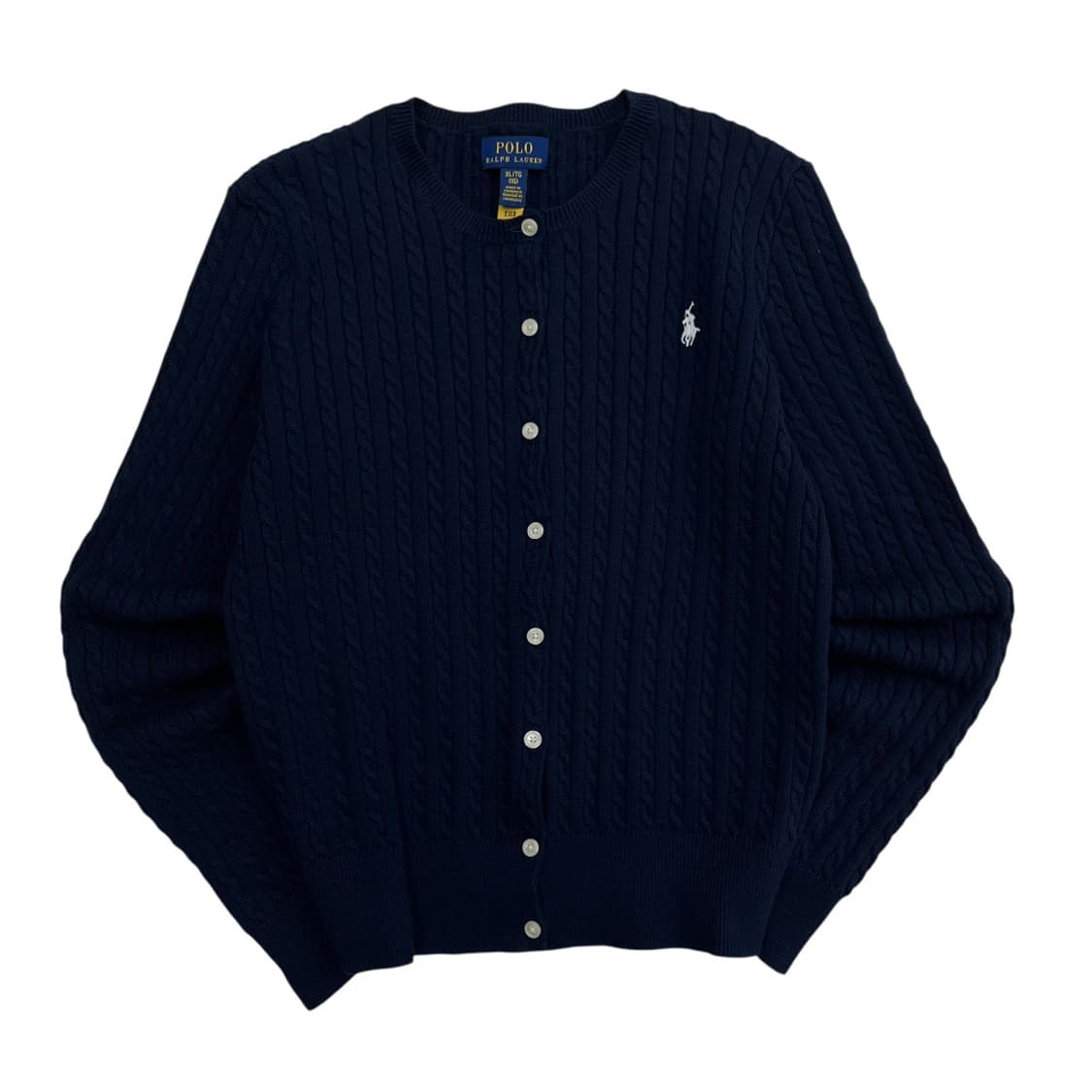폴로 랄프로렌 화이트포니 네이비 꽈배기 가디건 XL 상품이미지2