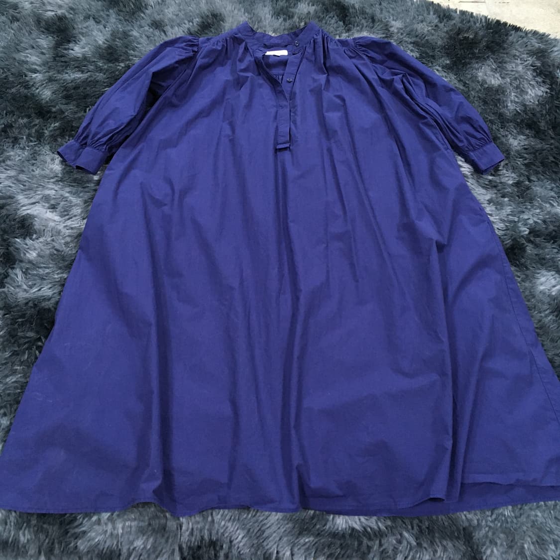 투티/0335 COS 빅 사이즈 롱 원피스 프릴 퍼프 소매 퍼플 네이비 상품이미지4