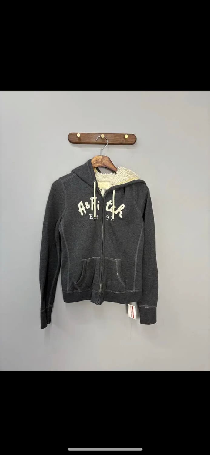 아베크롬비 로고 차콜 쉐르파 후드집업 H1219 상품이미지2