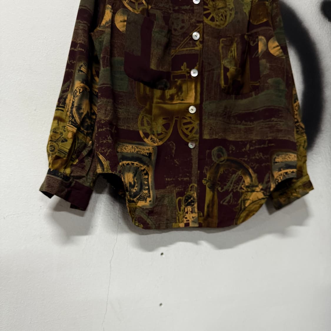 VTG 빈티지 에스닉 풀 패턴 더블 포켓 블라우스 셔츠 상품이미지4