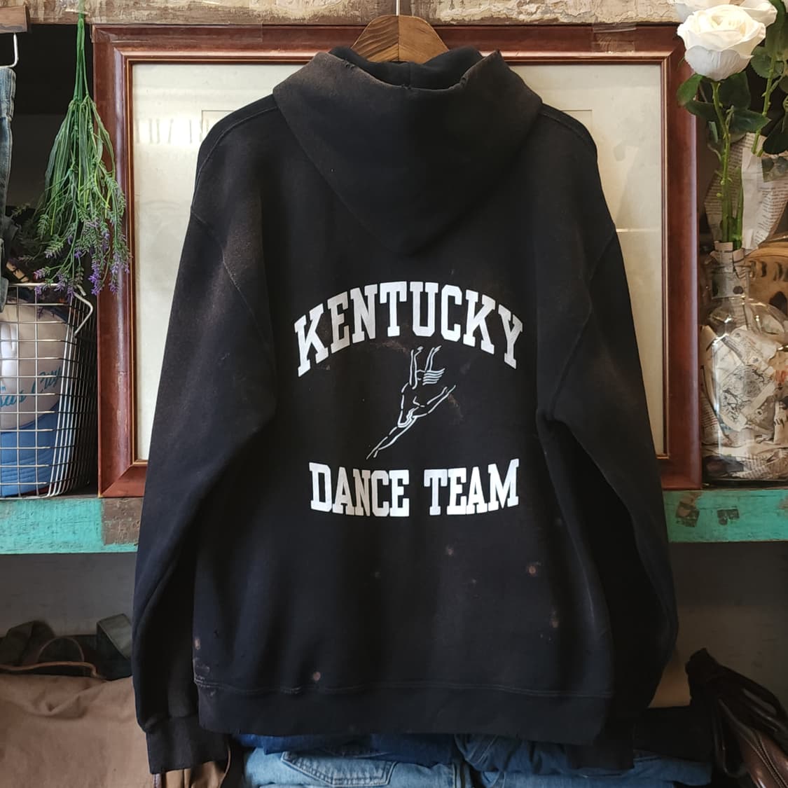 90s 러셀 후드 빈티지 스웻셔츠 러셀 썬페이딩 블랙 uk자수 L 상품이미지3