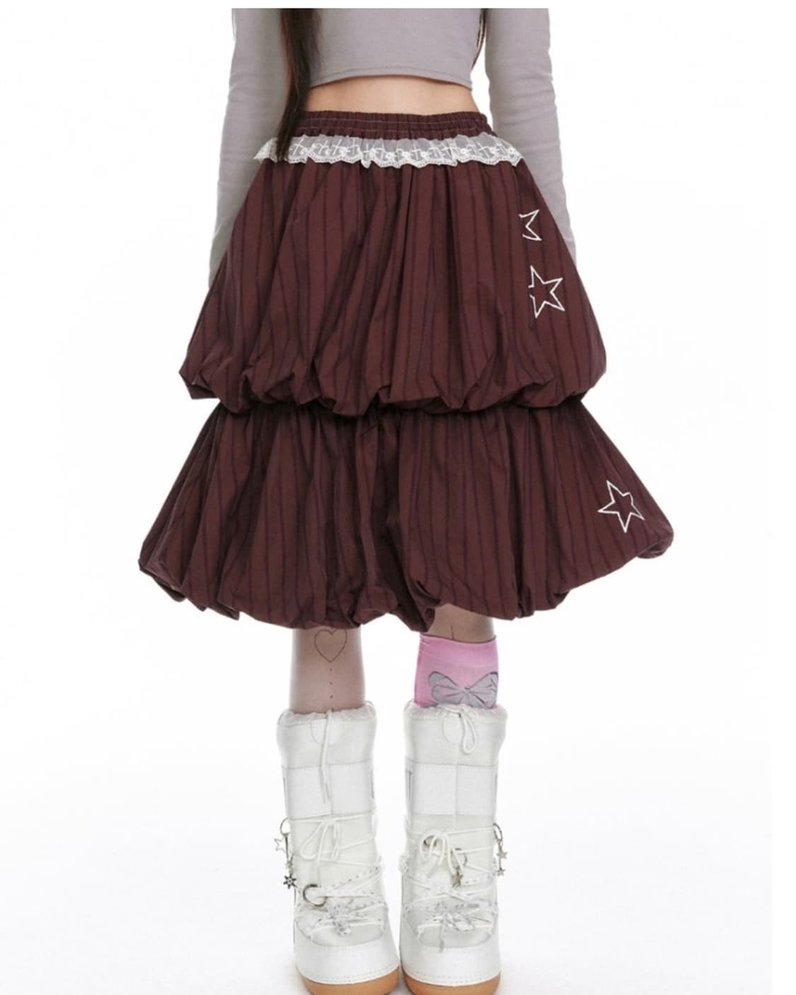 jikoo 지쿠 별 레이스 벌룬 미디 캉캉 스커트 상품이미지1