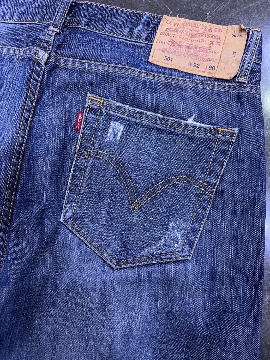 리바이스 501 00's 레귤러핏 빈티지 주름 워싱 데미지 데님팬츠 36 상품이미지8