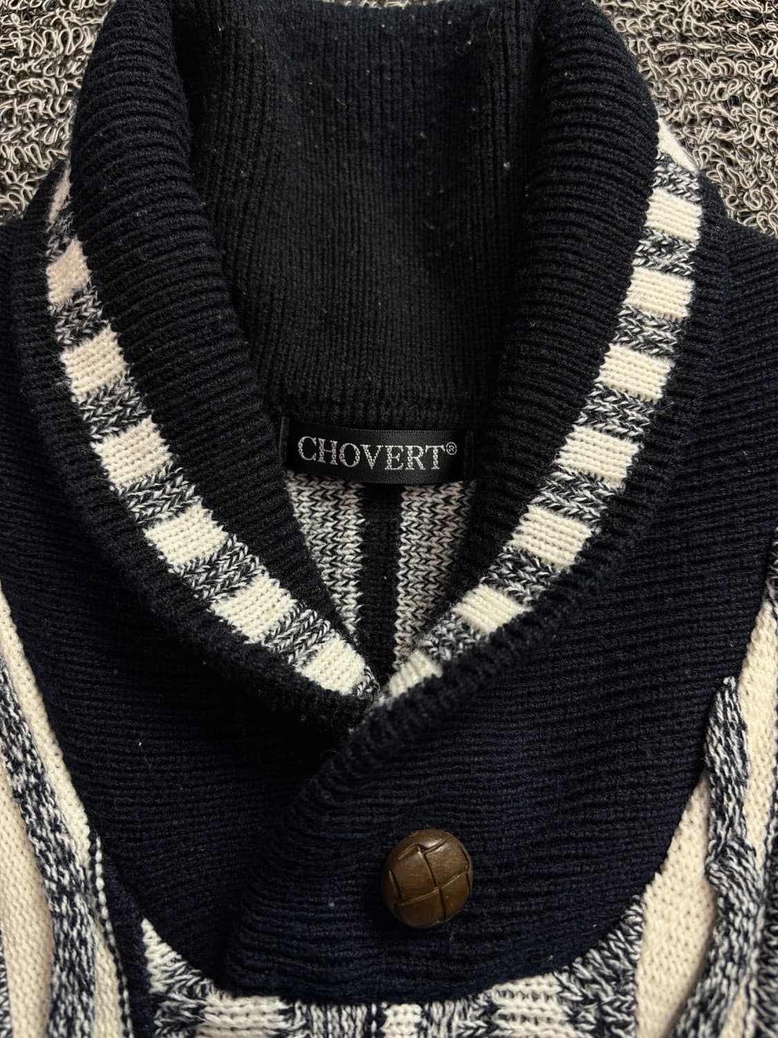 CHOVERT 아카이브 케이블 패턴 숄카라 스웨터 1620 상품이미지3