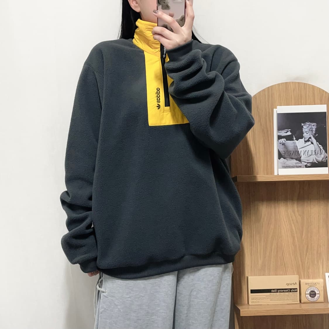 [정품] 아디다스 챠콜 반집업 후리스 [ L ] 상품이미지2