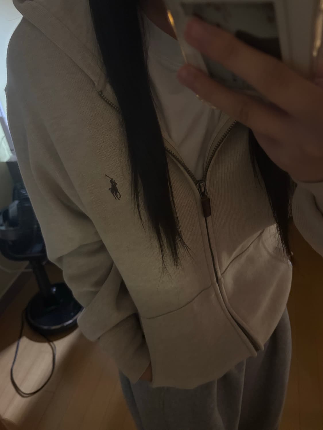 폴로 오트밀 니트 후드집업 투웨이 상품이미지2