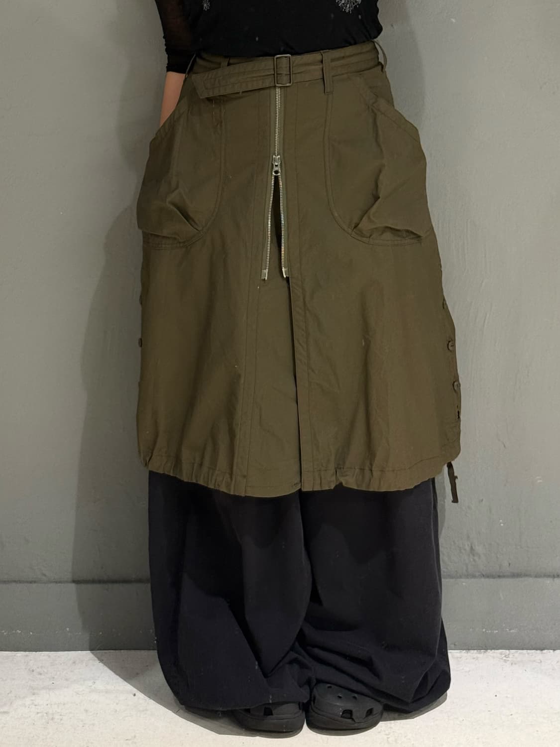 2-way zipper point pocket midi skirt 상품이미지2