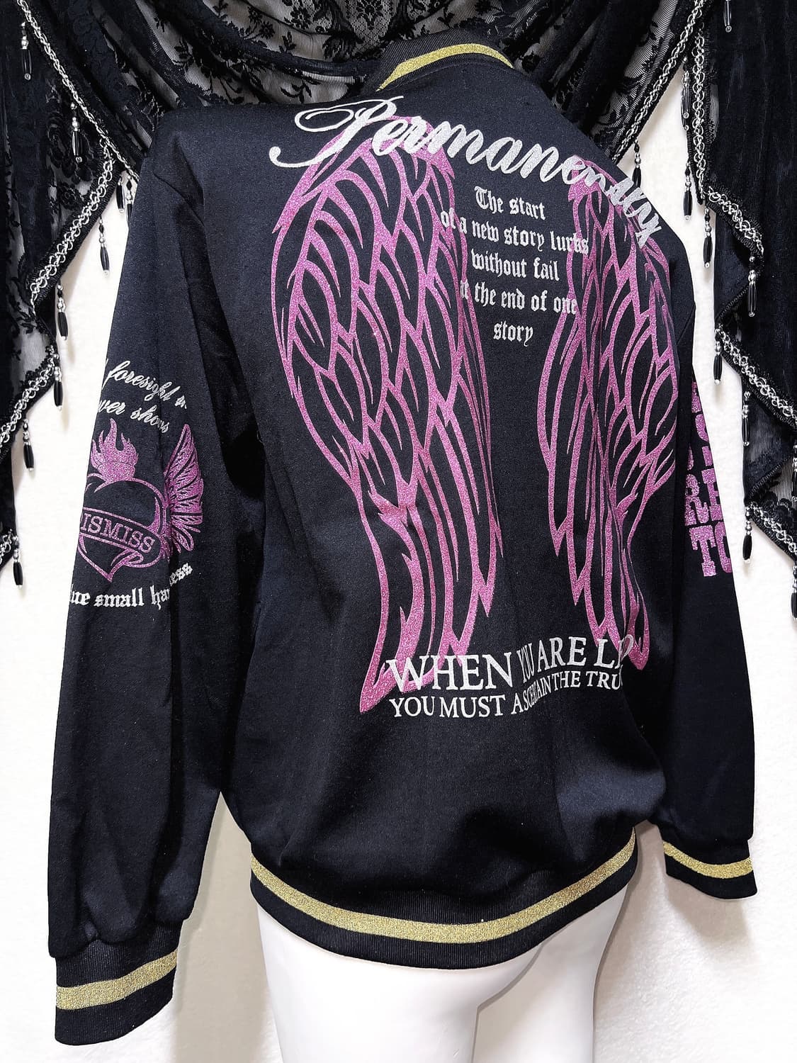 y2k 와투케 날개 윙 프린팅 글리터 저지 집업 자켓 오네갸루 펑크 핀터 상품이미지2