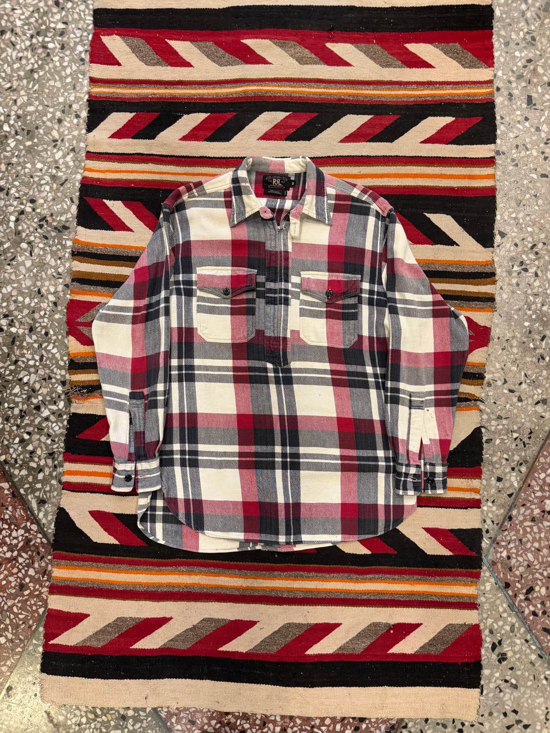RRL 플란넬 체크 풀오버 셔츠 (M) 상품이미지1