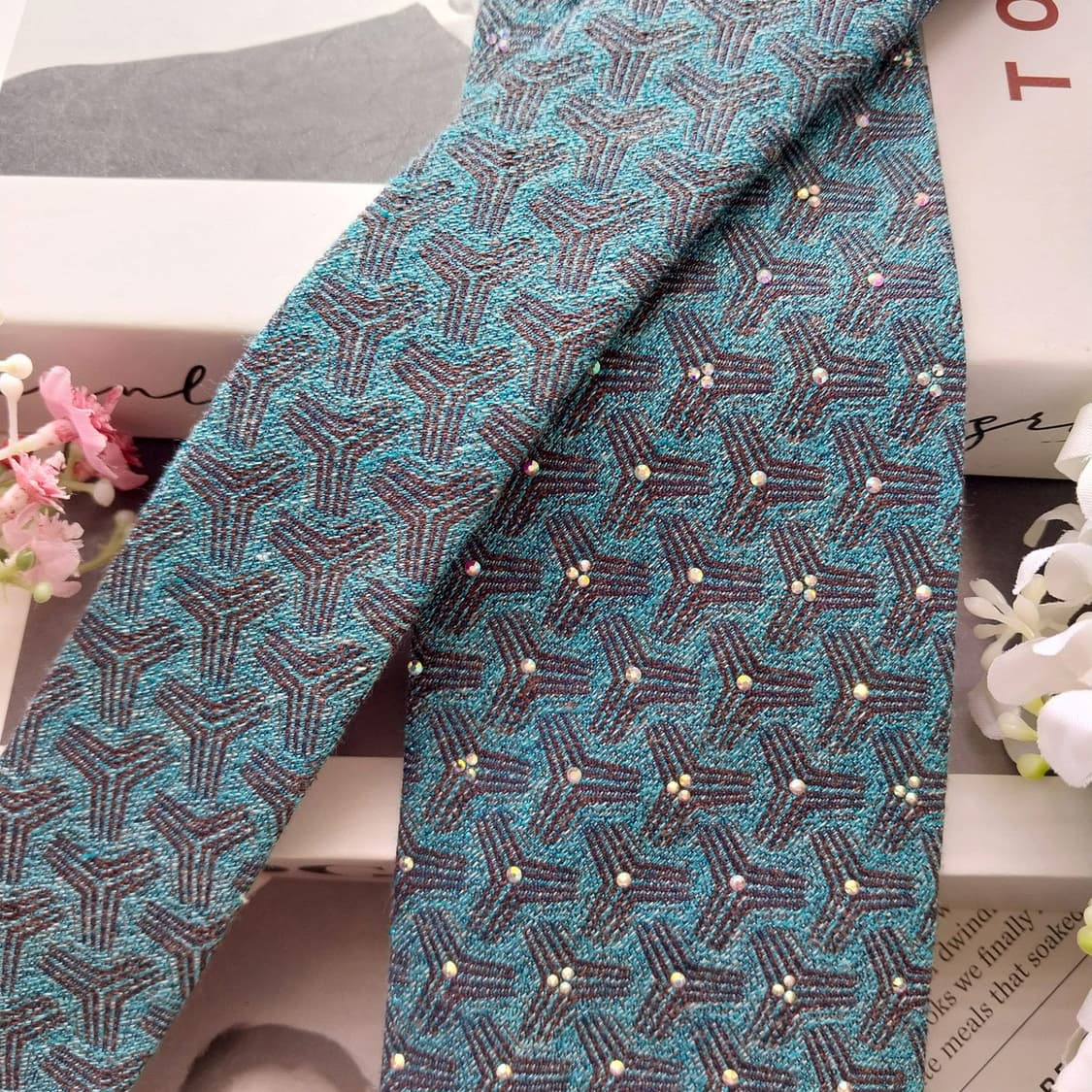 닥스 실크 코발트 블루 패턴 넥타이 8.2cm A+등급 K2325 상품이미지3